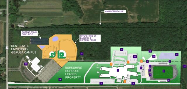Site plan for Berkshire baseball and softball facility.