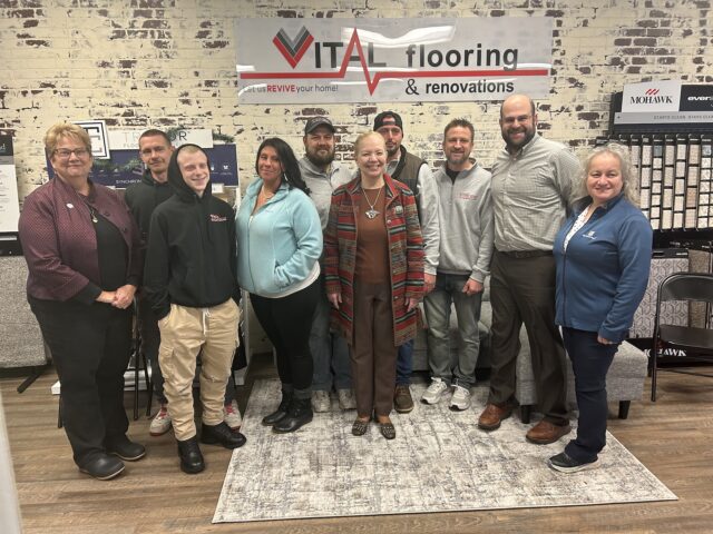 The Aurora Chamber of Commerce and Mayor Ann Womer Benjamin welcome Vital Flooring to the Aurora Community/Photo by Daniel Sherriff