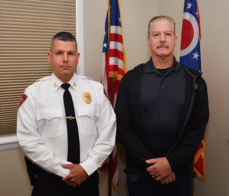 (Left to right:) New Hiram Police Chief James Clemmons with retiring Chief Brian Gregory. Photo provided by HPD