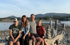 Hiram Athletic Department holds fundraisers for Groselle Family Brenda Groselle (middle right), Hiram Village Assistant Fire Chief Jason Grosell (middle left) and their two children/Photo courtesy of the Groselle Family