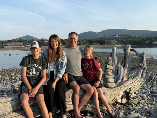 Hiram Athletic Department holds fundraisers for Groselle Family Brenda Groselle (middle right), Hiram Village Assistant Fire Chief Jason Grosell (middle left) and their two children/Photo courtesy of the Groselle Family