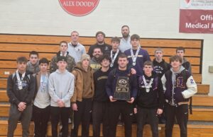 Badgers’ wrestling nets CVC Valley Division championship The Berkshire Badgers' wrestling team hoists the CVC Valley Division trophy for the first time since 2023/Photo courtesy of Coach Dave Malkus