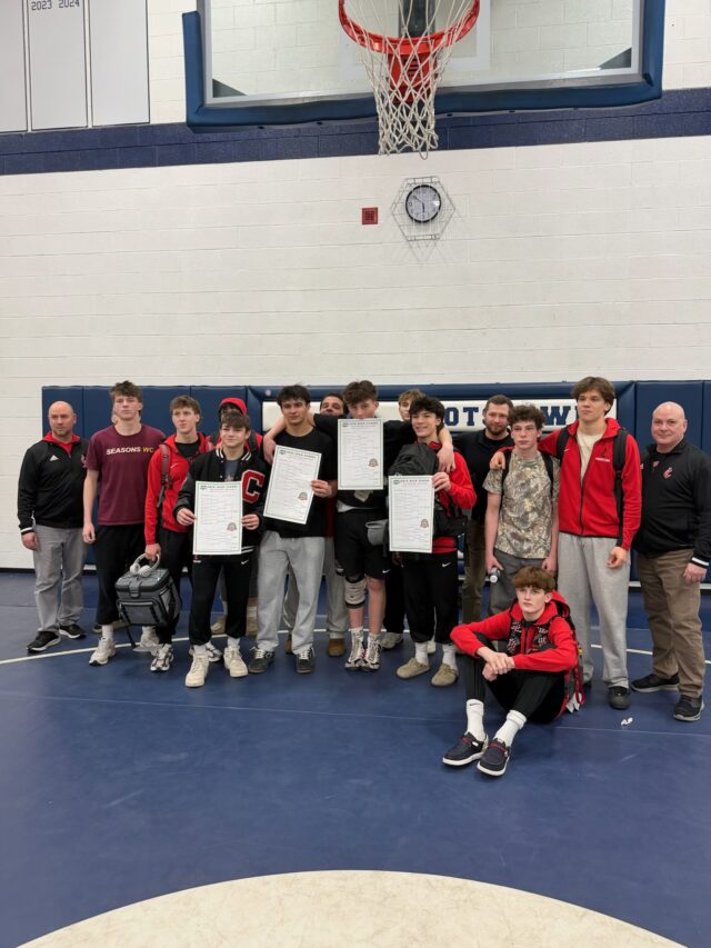 The Red Devils' wrestling team captured the Ohio High School Athletic Association Division III Rootstown sectional title by scoring 180.0 points last Saturday at Rootstown High School/Photo courtesy of Coach Dave Wrobel