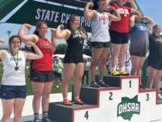 Cardinal’s Krebs and Thistlethwaite capture All-Ohio honors at D-V state meet Cardinal junior Olivia Krebs' debut at the Ohio High School Athletic Association Division V state meet resulted in her earning fourth place in the shot put last weekend at The Ohio State University's Jesse Owens Memorial Stadium - Photo by Daniel Sherriff