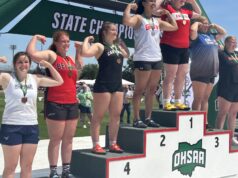 Cardinal’s Krebs and Thistlethwaite capture All-Ohio honors at D-V state meet Cardinal junior Olivia Krebs' debut at the Ohio High School Athletic Association Division V state meet resulted in her earning fourth place in the shot put last weekend at The Ohio State University's Jesse Owens Memorial Stadium - Photo by Daniel Sherriff