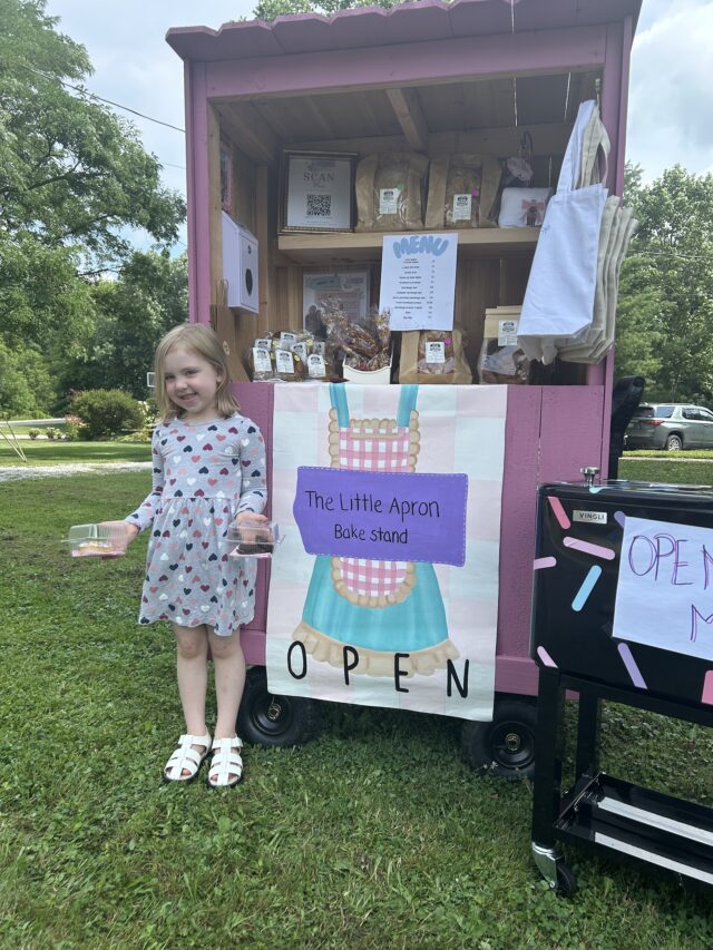 Mini Baker Hosts Pop Up Bakery in G-Ville Local resident Ember Ickes will operate The Little Apron Bakestand on July 25 at Garfield Drive beginning at 10 a.m. - Photo courtesy of the Ickes Family