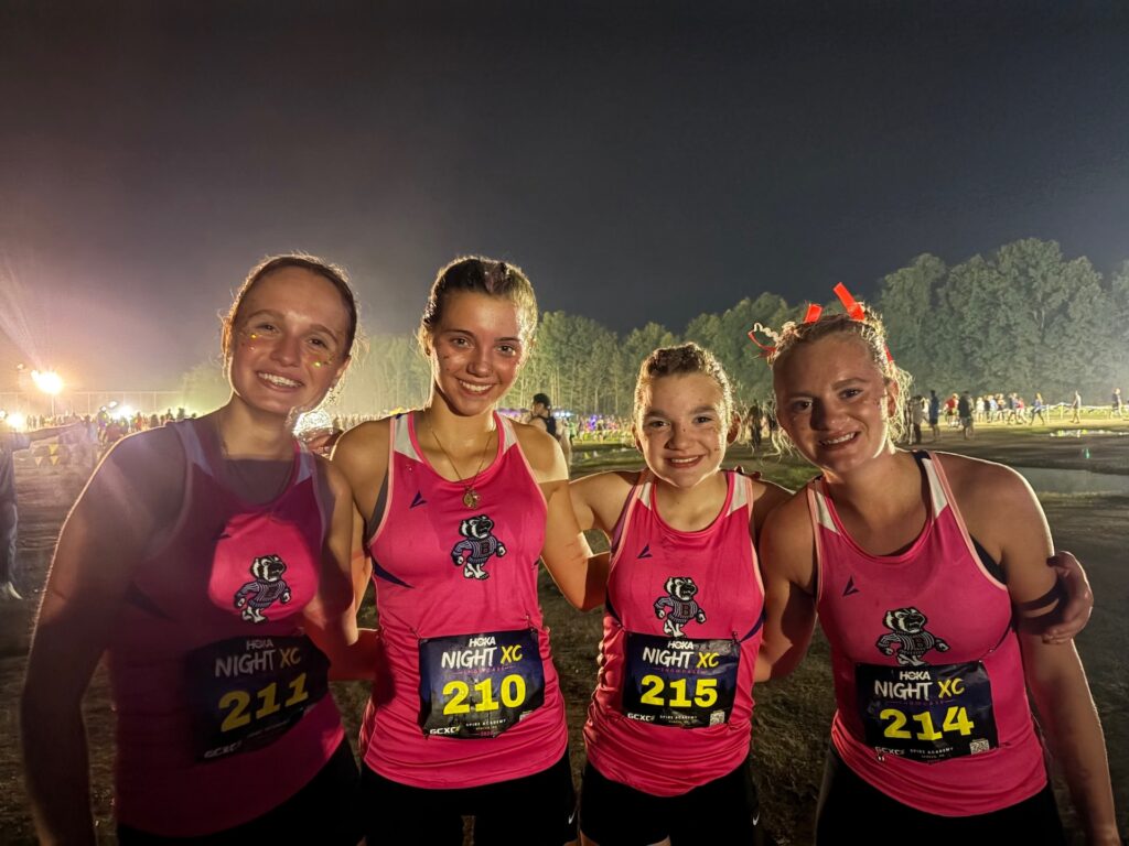 The Berkshire Badgers girls' cross country team placed fourth, scoring 212 points at the Hoka Night Showcase last Saturday evening at the SPIRE Institute in Geneva - Photo courtesy of Bryan Wadsworth